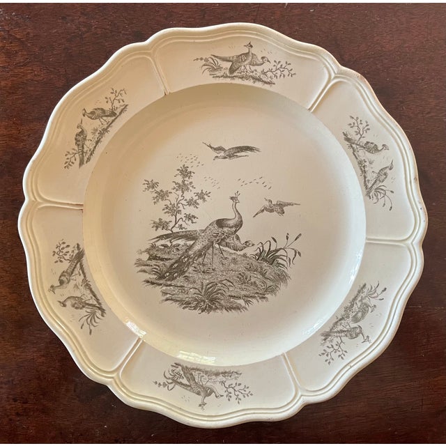 18th Century Antique 18th Century George III Leeds Exotic Birds Black Transfer Creamware Plate Circa 1770 For Sale - Image 5 of 13