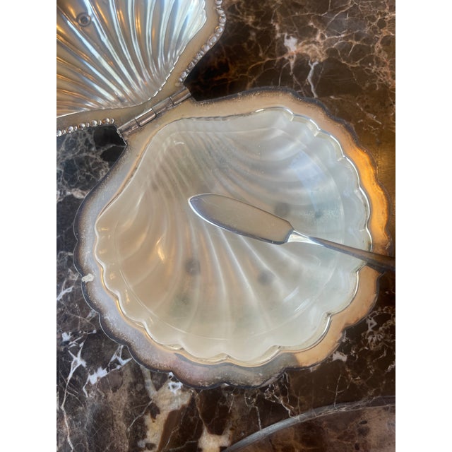 Vintage Silver & Glass Shell Caviar Dish Set - 7 pcs For Sale - Image 4 of 18