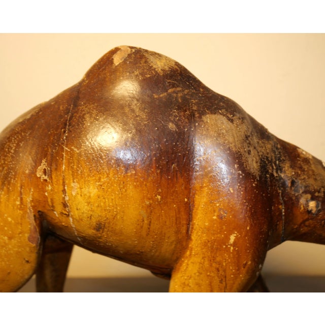 Brown Late 19th Century Italian Polychrome Painted Carved Wooden Dromadery Camel Figure on Plinth Base For Sale - Image 8 of 9