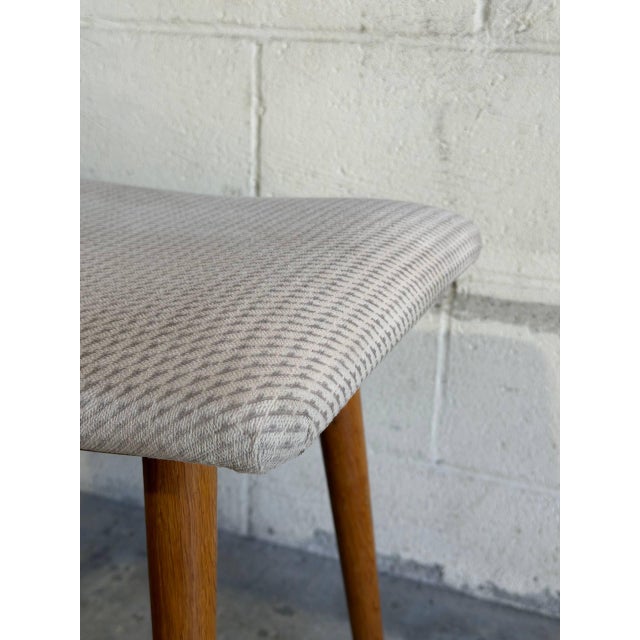 Vintage Danish Mid Century Modern Teak Vanity Stool Ottoman For Sale In Los Angeles - Image 6 of 9