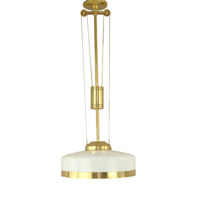 Art Deco Viennese Chandelier with Opal Glass, Austria, 1920s For Sale