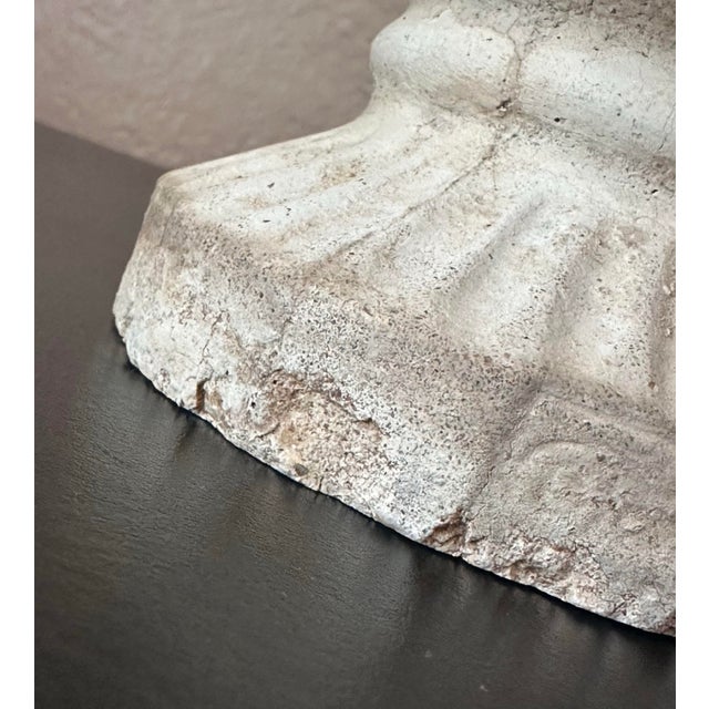 Sculpture Materials Vintage Concrete Pedestal Urn Planters – Greek Key Grapevine Garden Jardinières - A Pair For Sale - Image 7 of 12
