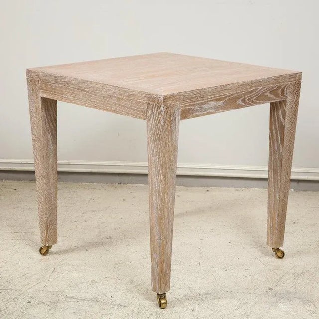 Wood Bespoke Cerused Oak Table on Castors For Sale - Image 7 of 9