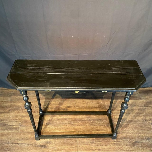 Ebonized Wood Spanish Sofa Table or Console With Turned Legs For Sale - Image 9 of 12