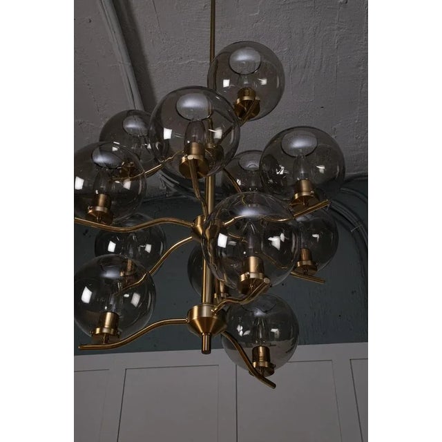 Large Brass Chandelier by Holger Johansson, Sweden, 1970s For Sale - Image 10 of 12