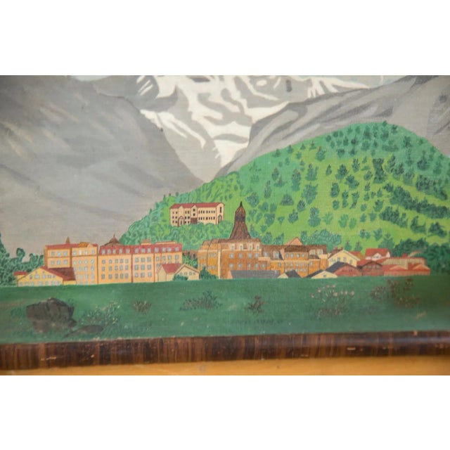 Early 20th Century Folk Art Landscape Oil Painting For Sale - Image 5 of 9