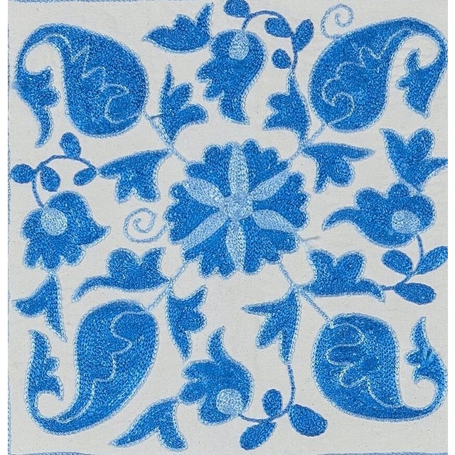 Decorative cushion cover made of hand embroidery silk on linen background, flowers and vine motifs, linen backing with...