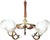1960s Japanese Wood and Brass 5-Light Tulip Chandelier With Original Textured-Glass Shades For Sale - Image 9 of 12