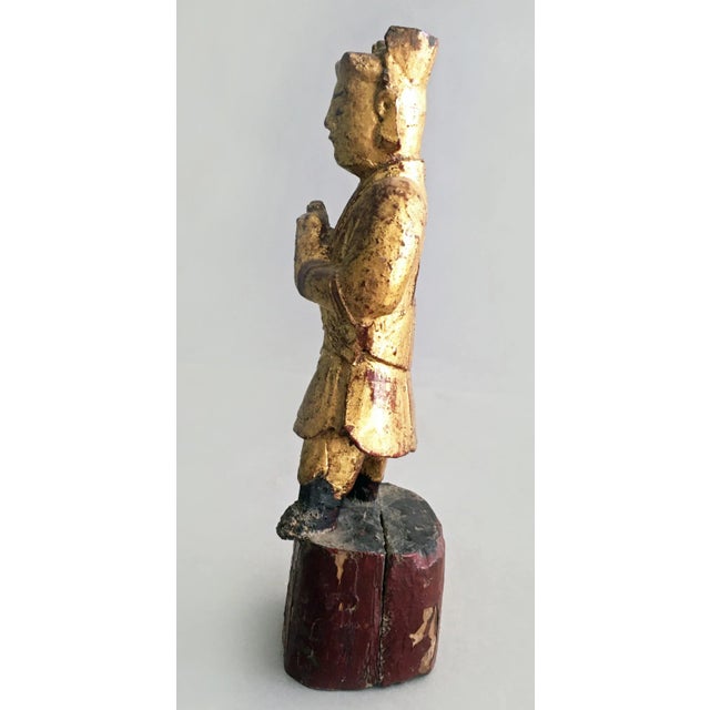 Mid 19th Century Chinese Carved Wooden Votive Figure For Sale - Image 4 of 8