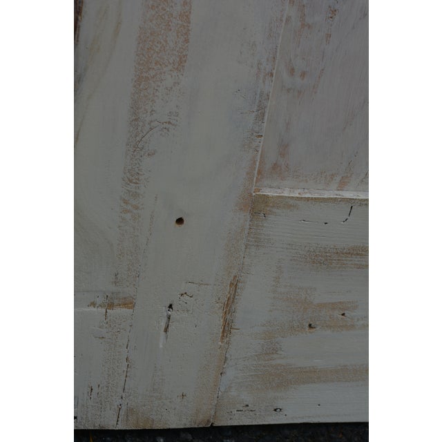 Handmade Tan Cream Pine Headboard or Wood Sliding Door Panel With Carved Florals & Mirror For Sale - Image 6 of 12