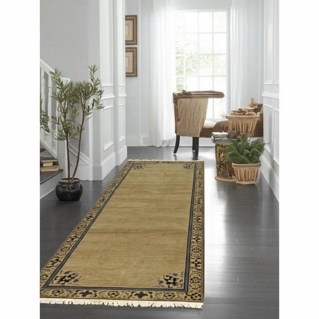 2020s 4x9 Ivory Hand-Knotted Wool Floral Bordered Classic Traditional Carpet Rug For Sale - Image 5 of 7