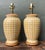Beige Vintage Glazed Ceramic Grid Lamps - A Pair For Sale - Image 8 of 12