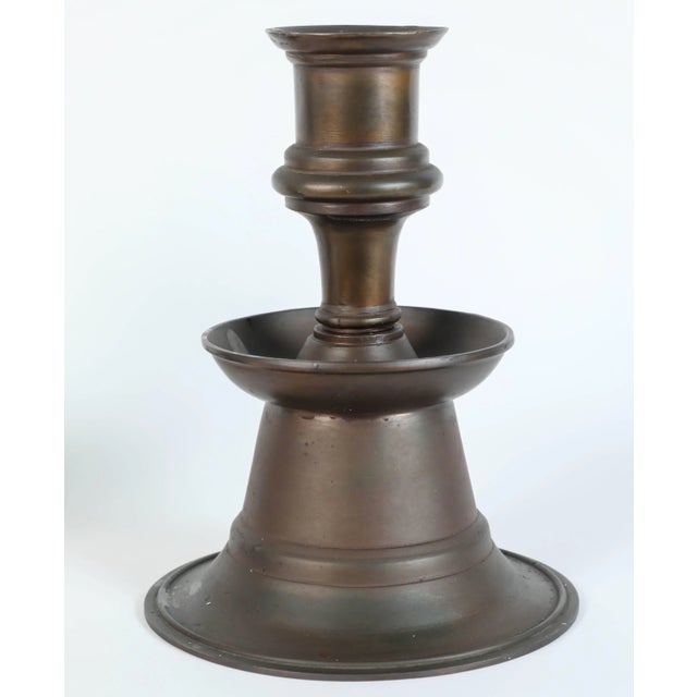 Traditional Ottoman Empire Cast Bronze Candleholders - a Pair For Sale - Image 3 of 9
