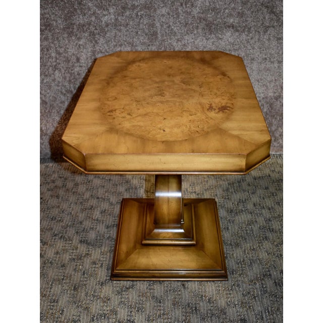 Wood Weiman Burl Wood Side Table Kameo Neo Classic Inlaid Pedestal End Stand For Sale - Image 7 of 12
