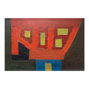 1960s Textured Oil Paint Abstract Nyc Artist Yellow Blue Orange
