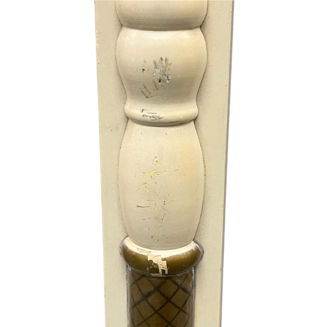 Glass Vintage Hitchcock Federal Style Églomisé Mirror – Neoclassical Gilt & Ivory Frame For Sale - Image 7 of 15