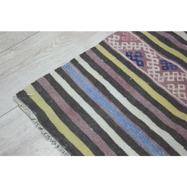 Mid 20th Century Late 20th Century Rustic Style Turkish Stripe Design Ethnic Wool Kilim Rug For Sale - Image 5 of 13