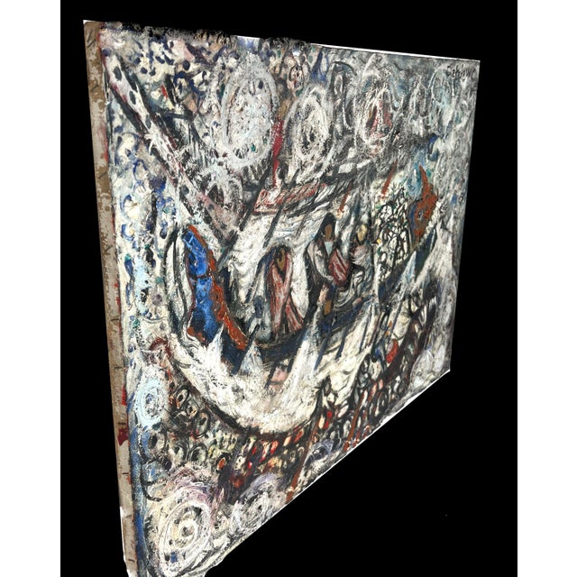Dragon Boats Chinese New Year San Francisco Bay Area Original Oil on Canvas 1960s A seminal abstract expressionist work by...