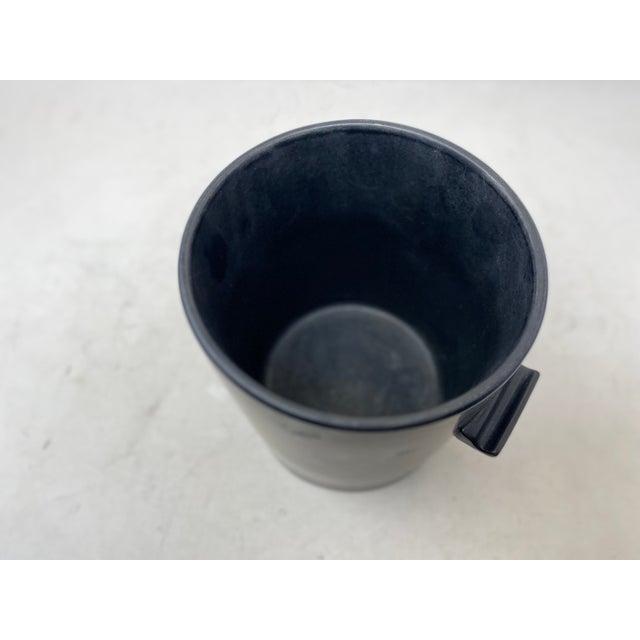 1980s Postmodern Asymmetrical Matte Black Ceramic Wine Chiller by Lushlife For Sale - Image 4 of 8