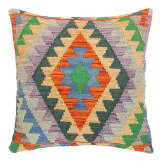Rustic Turkish Georgett Hand Woven Kilim Throw Pillow For Sale