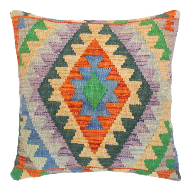 Rustic Turkish Georgett Hand Woven Kilim Throw Pillow For Sale