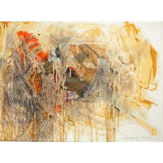 Compelling vintage abstract titled "Bandage Affixiation" by Carmel, CA based artist "Stoney" DeGuire (American, 20th...