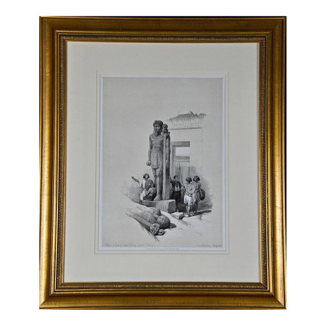 Colossus of the Temple of Wady: Century Duo-Tone Lithograph by David Roberts For Sale