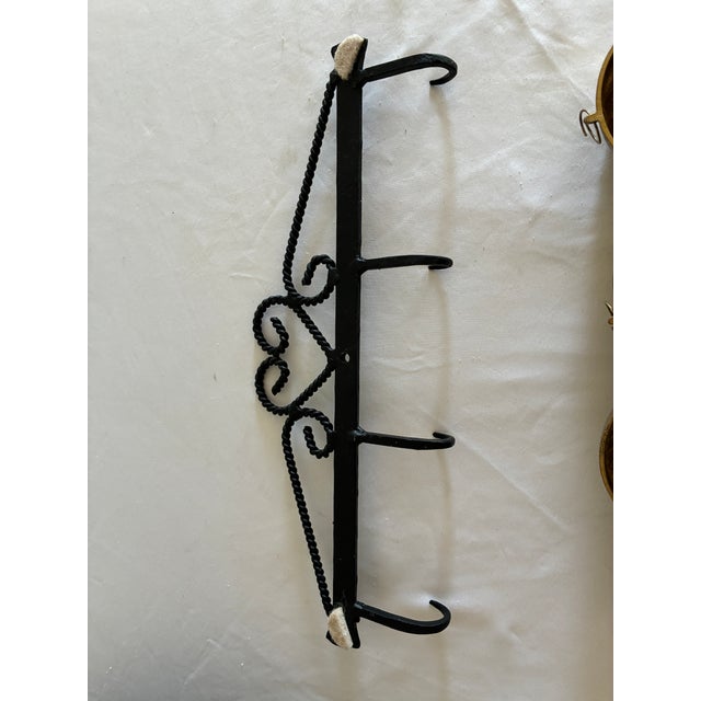 Vintage Wrought Iron Heart Rack With 4 Brass Jelly Molds For Sale - Image 10 of 10