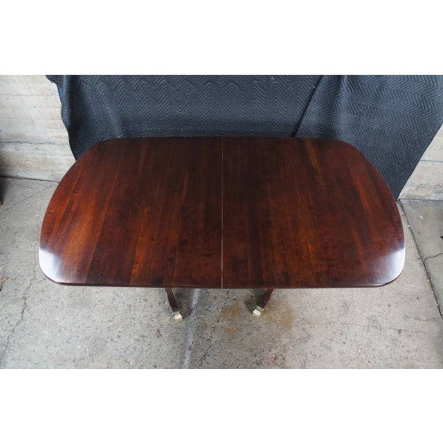 Late 20th Century Attributed Williams Sonoma Home Regency Style Cherry Double Pedestal Dining Room Table For Sale - Image 5 of 11