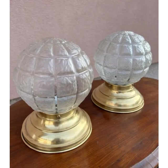 Art Nouveau Ceiling Lights, Set of 2, in Very Good conditions. Designed 1920 to 1949 European Plug (up to 250V).The wiring...