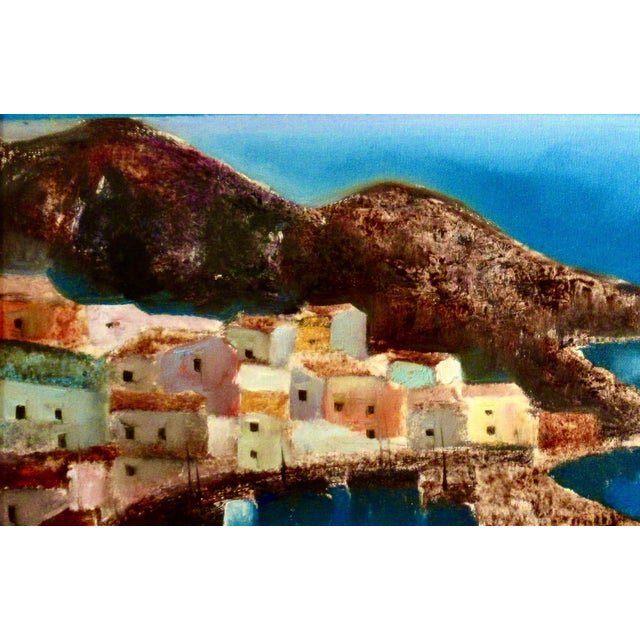 This artwork titled "Isla d'Alba" c. 1990 is an oil painting on canvas by noted Italian artist Lido Bettarini, 1927-2019....