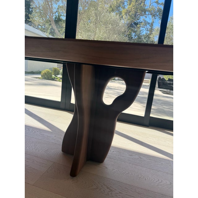 Uultis Modern Walnut Dining Table With Solid Wood Legs For Sale - Image 4 of 6