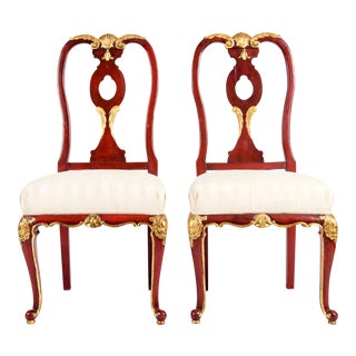 Vintage Wood Framed With Gilt Detail Side Chairs - a Pair For Sale