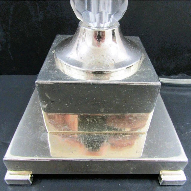 1990s Art Deco Style 4-Tiered Crystal Rods and Chrome Table Lamps - a Pair For Sale - Image 11 of 18