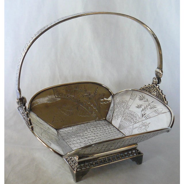 Aesthetic Movement Derby Silver Co Quadruple Plate Basket For Sale - Image 13 of 13