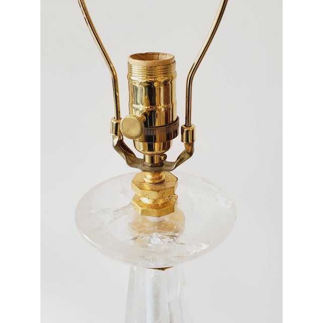 Gold Late 20th Century Rock Crystal Obelisk & Sphere Form Table Lamps - A Pair For Sale - Image 8 of 10