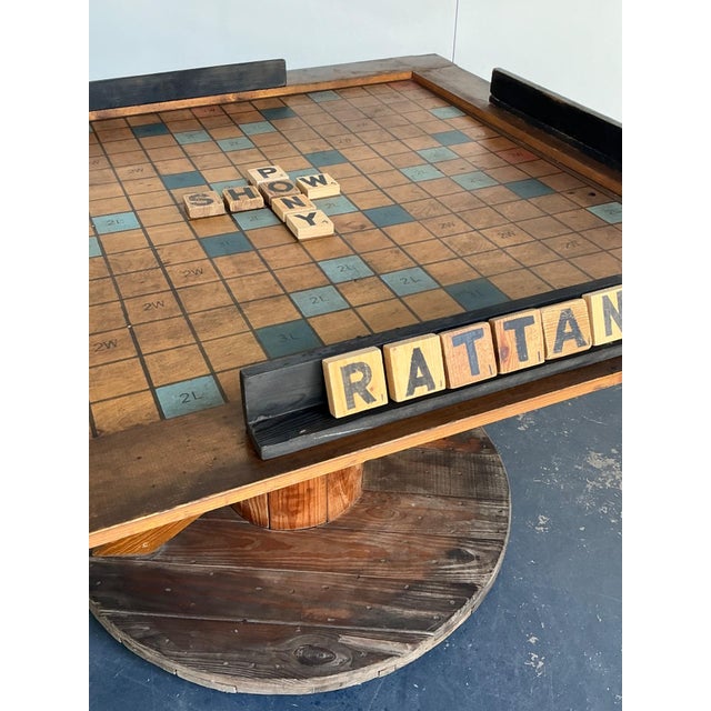 Vintage Monumental Wood Scrabble Board Game Table For Sale - Image 9 of 17