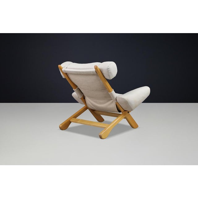 Large Mid-Century Modern Swedish Lounge Chair in Blond Oak and Canvas by Arne Norell, 1950s For Sale - Image 10 of 15
