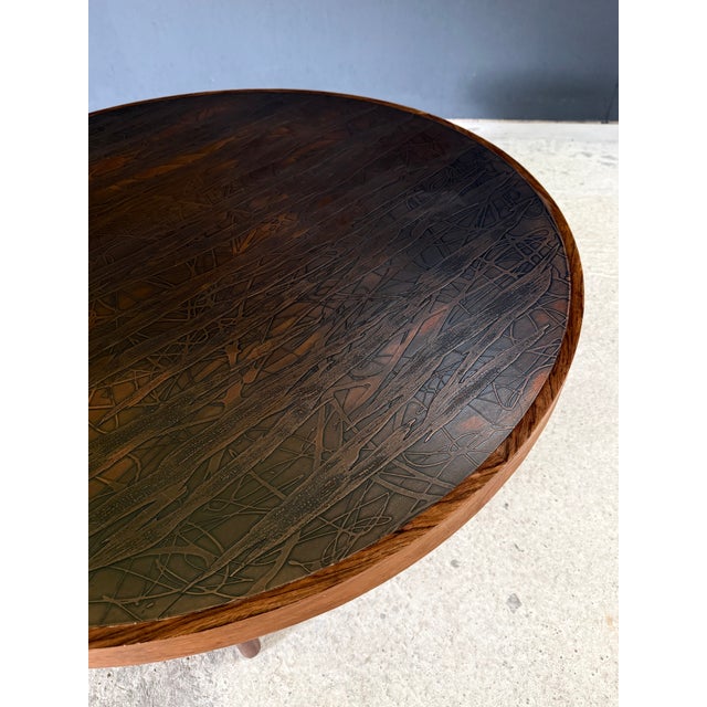 Mid-Century Modern Scandinavian Teak Coffee Table with Copper Inlay, Denmark, 1960s For Sale - Image 11 of 15