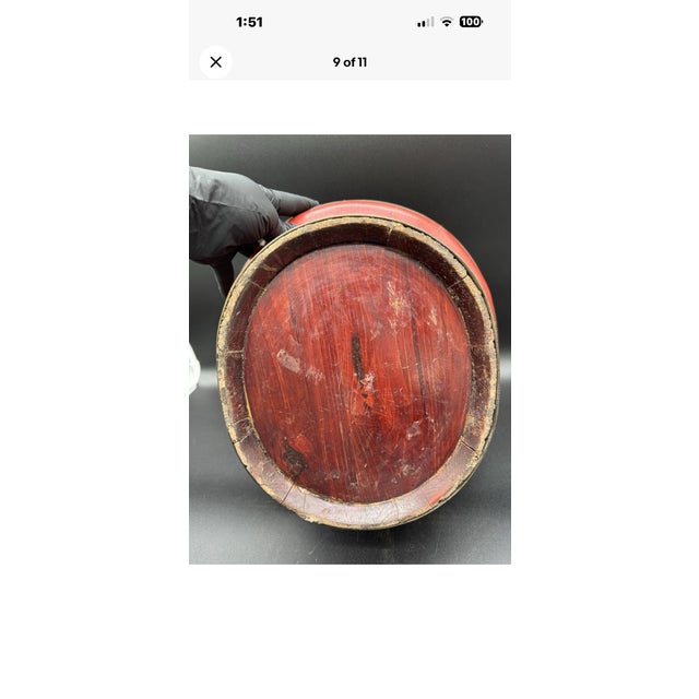 Antique Chinese Red Laquer Wedding Basket For Sale - Image 11 of 11