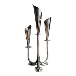 Hans Jensen Calla Lily Triple Candle Holde, Denmark For Sale