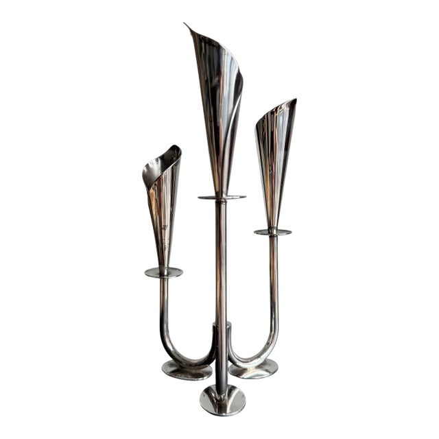 Hans Jensen Calla Lily Triple Candle Holde, Denmark For Sale