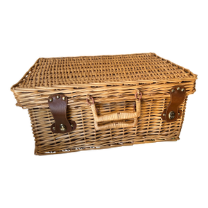 1970s Large Handmade Wicker Picnic Basket