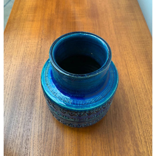 Blue Mid-Century Italian Rimini Blu Pottery Vase by Aldo Londi for Bitossi, 1960s For Sale - Image 8 of 12