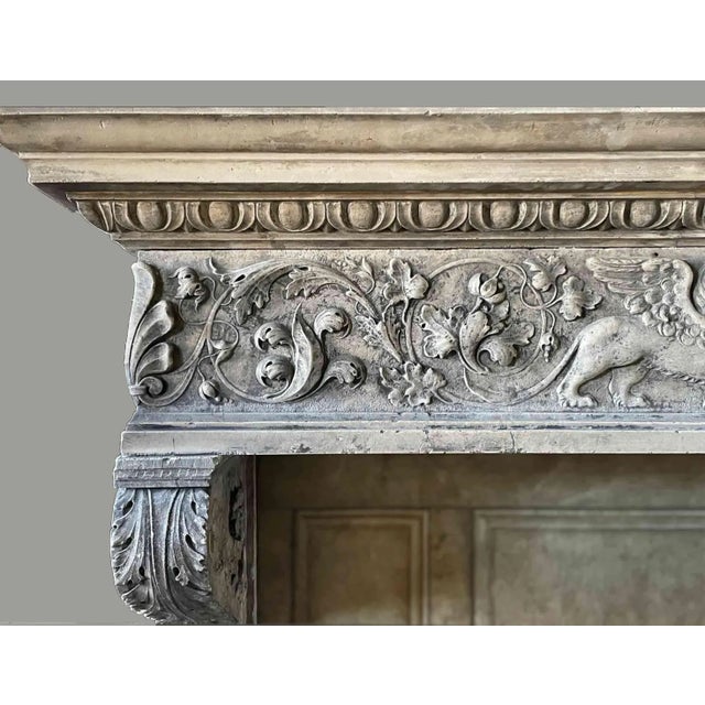 Stone Antique Italian Renaissance Style Marble Mantel For Sale - Image 7 of 13