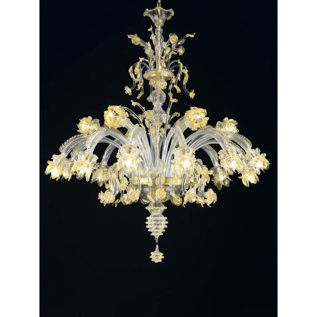 Glass Huge Italian Murano Glass Chandelier with Handcrafted Flowers and Leaves by Simoeng For Sale - Image 7 of 9