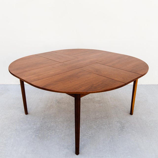 1960s Uncommon Danish Modern Two-Way Walnut Expandable Dining Table For Sale - Image 12 of 15