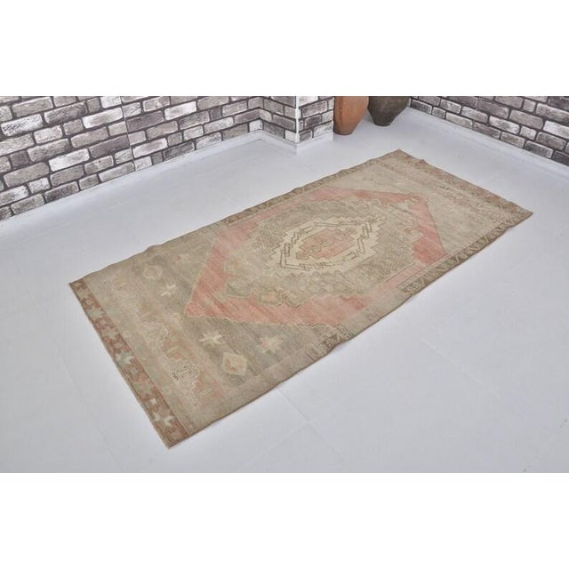 Handmade wool carpet in Turkish Anatolia , Vintage Oushak Rug,Turkish Vintage Anatolian Rug, Handmade wool Rug . One Of...
