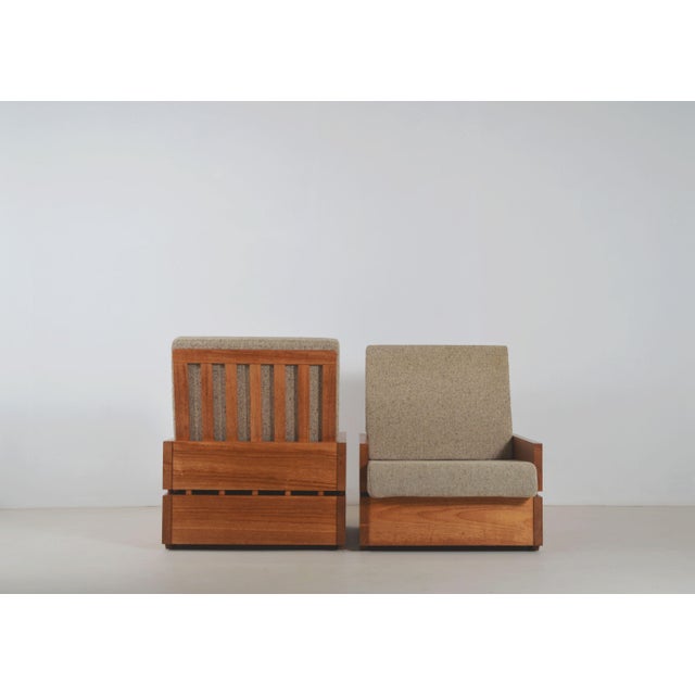 Brutalist Armchairs in Wood, 1970s, Set of 3 For Sale - Image 6 of 12
