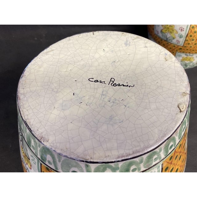 A large pair of Casa Rossier Talavera Vases that measure 12 inches tall and 10 inches wide